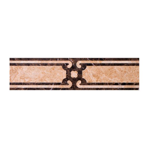 Декоративный мрамор на керамике B03-2L Dark Emperador/ Latte 800 х 150