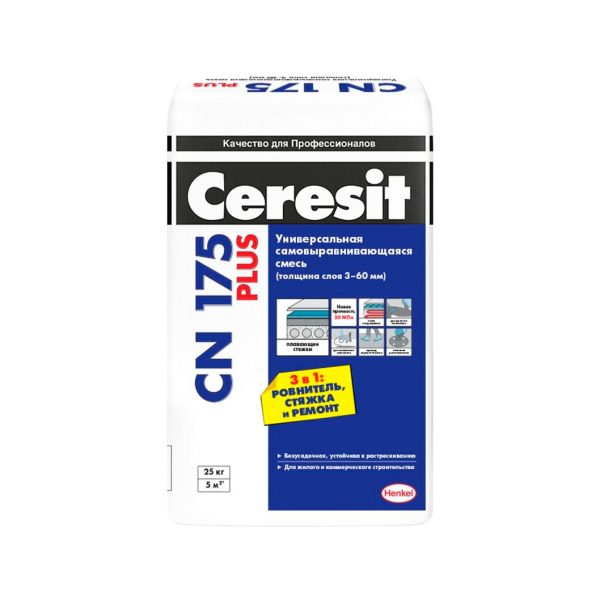 Универсальная самовыравнивающая смесь Ceresit CN 175 25 кг