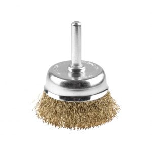 Щетка ЭКСПЕРТ для дрели чашечная витая латунированная стальная проволока 0,3 мм/75