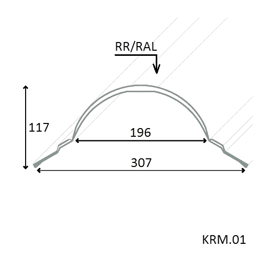 Конек полукруглый М28 KRM.01, L=2 м GreenCoat PURAL MATT BT SSAB 0,5 мм