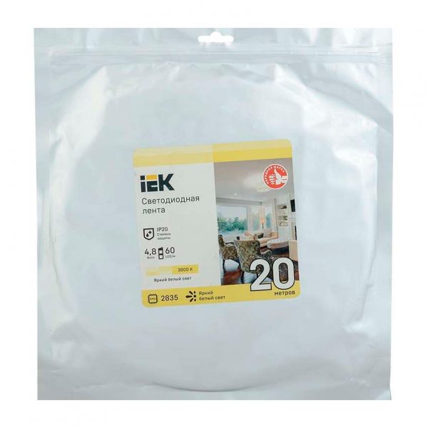 Лента светодиодная 20м LSR-2835WW60-4,8-IP20-12В IEK 1 Лента светодиодная 20м LSR-2835WW60-4,8-IP20-12В IEK