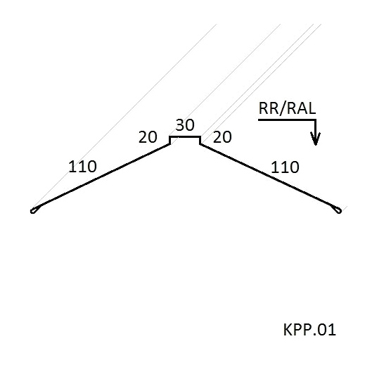 Конек прямой М28 KPPM.01, L=2 м GreenCoat PURAL MATT BT SSAB 0,5 мм