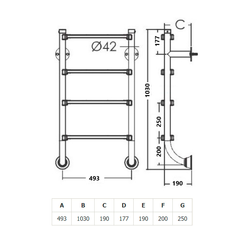 Лестница без поручней Emaux 4 ступени BHL415-S AISI-304