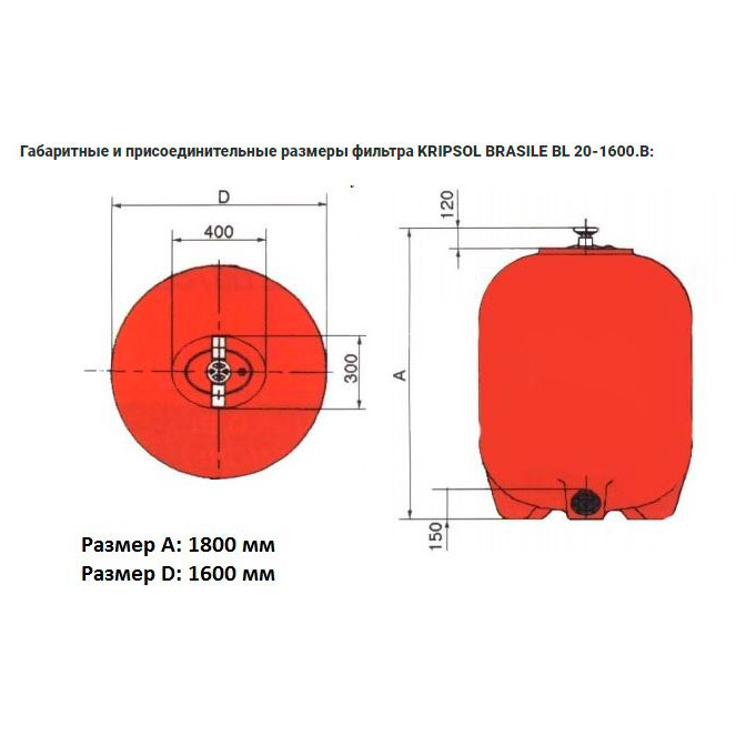 Фильтр песочный Kripsol Brasile BL 1600 мм фланец d= 90-110-125