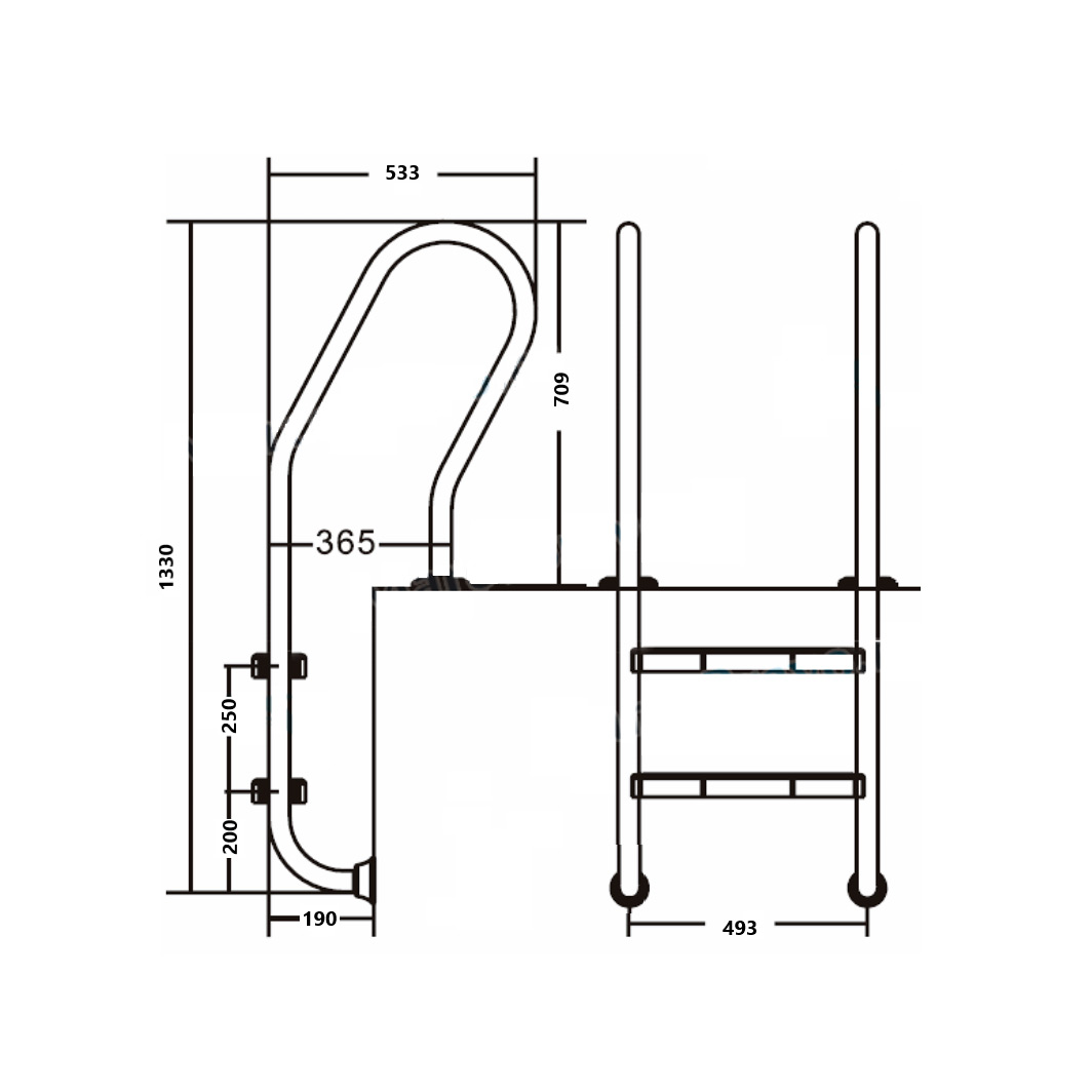 Лестница для бассейна Emaux 2 ступени NSF215-S AISI-304