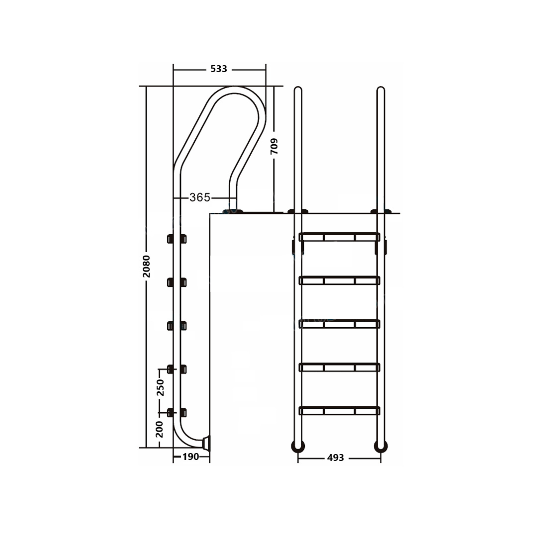 Лестница для бассейна Emaux 5 ступеней NSF515-S AISI-304