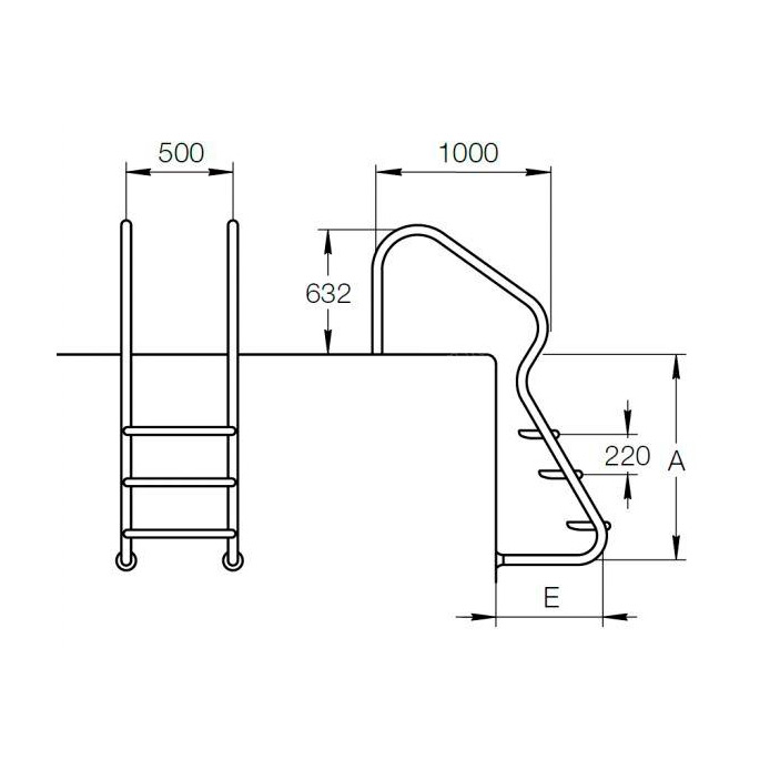 Лестница для бассейна Flexinox 4 ступени EASY ACCESS AISI-304