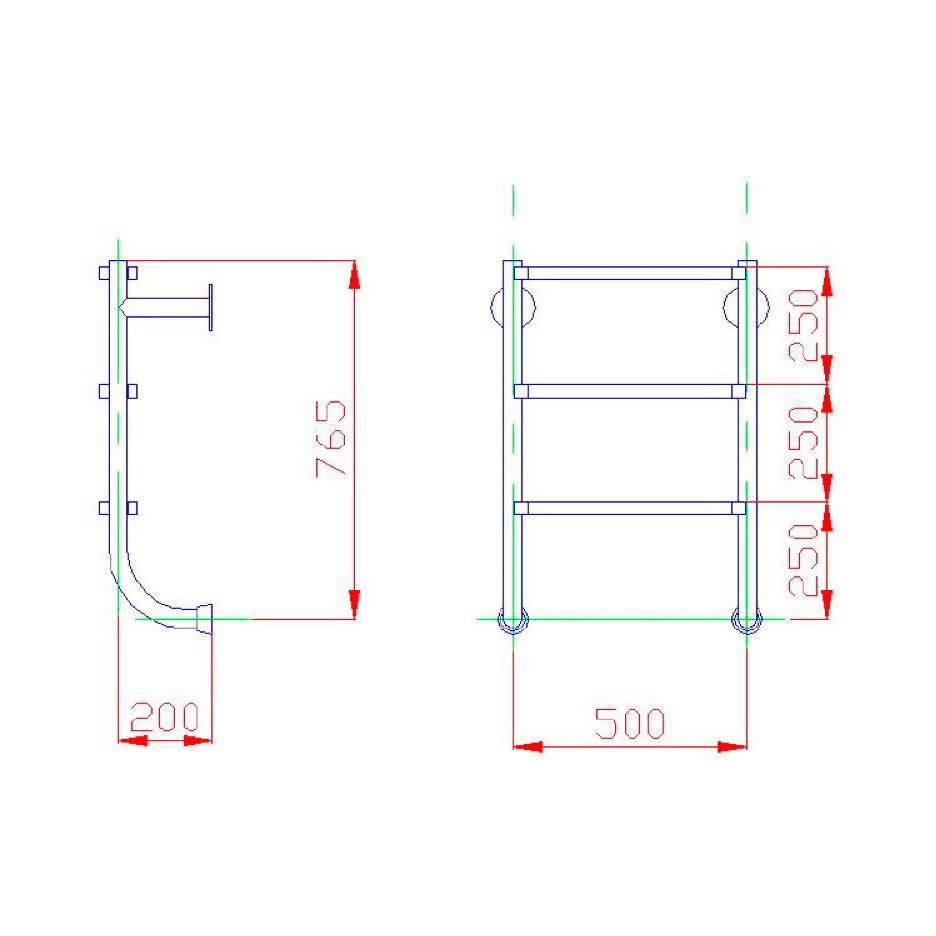 Лестница без поручней Flexinox 3 ступени ESC PT AISI-304