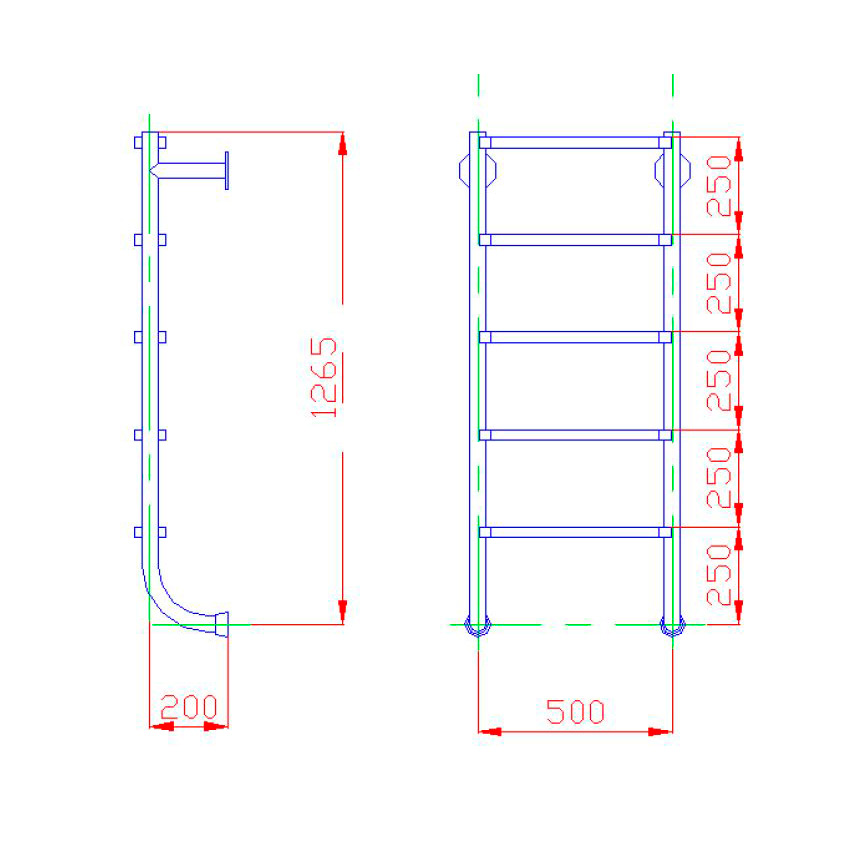 Лестница без поручней Flexinox 5 ступеней ESC PT AISI-304