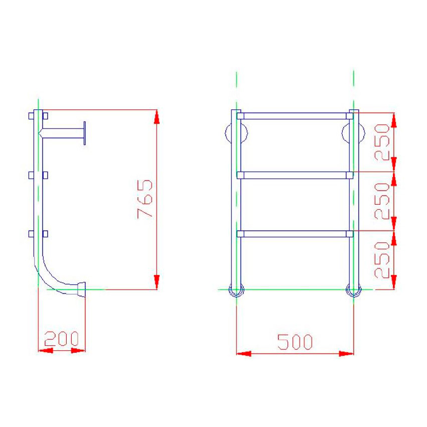 Лестница без поручней Flexinox 3 ступени ESC PT AISI-316