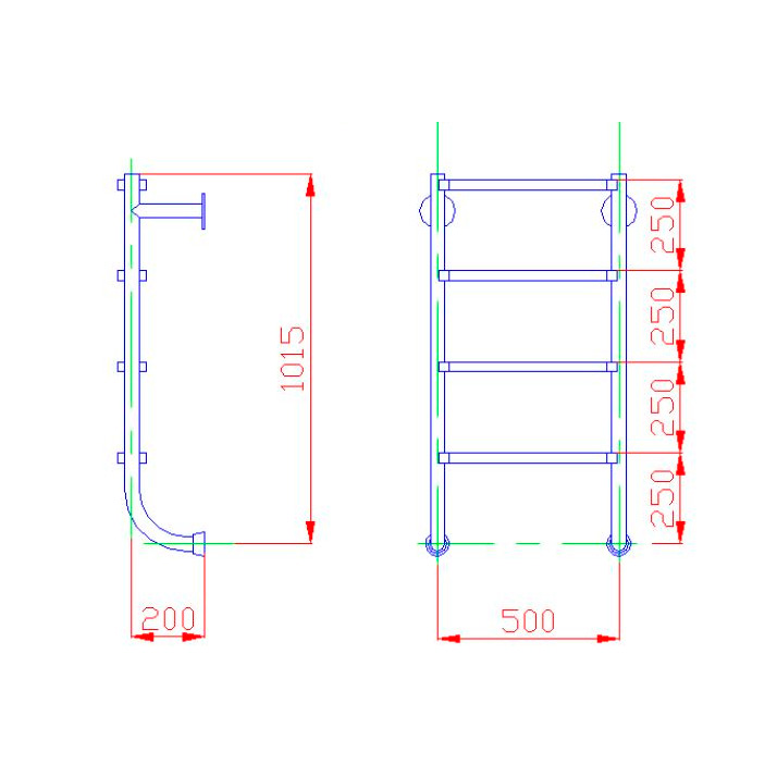 Лестница без поручней Flexinox 4 ступени ESC PT AISI-316