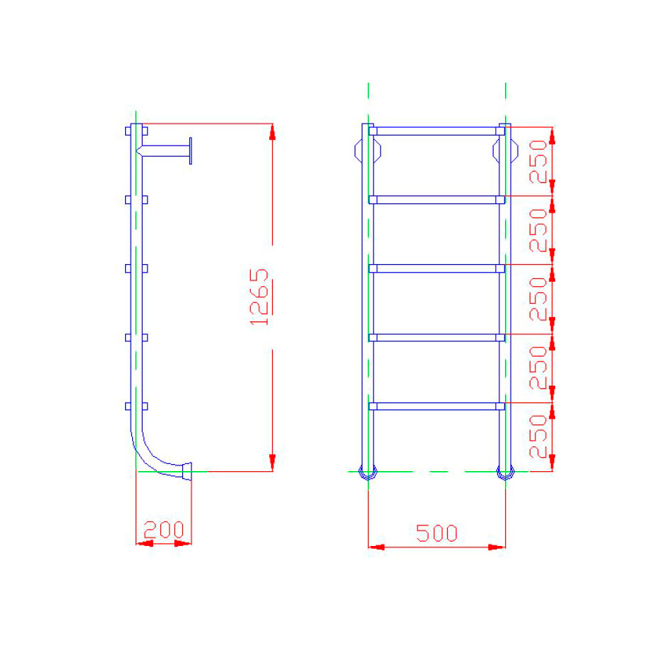 Лестница без поручней Flexinox 5 ступеней ESC PT AISI-316
