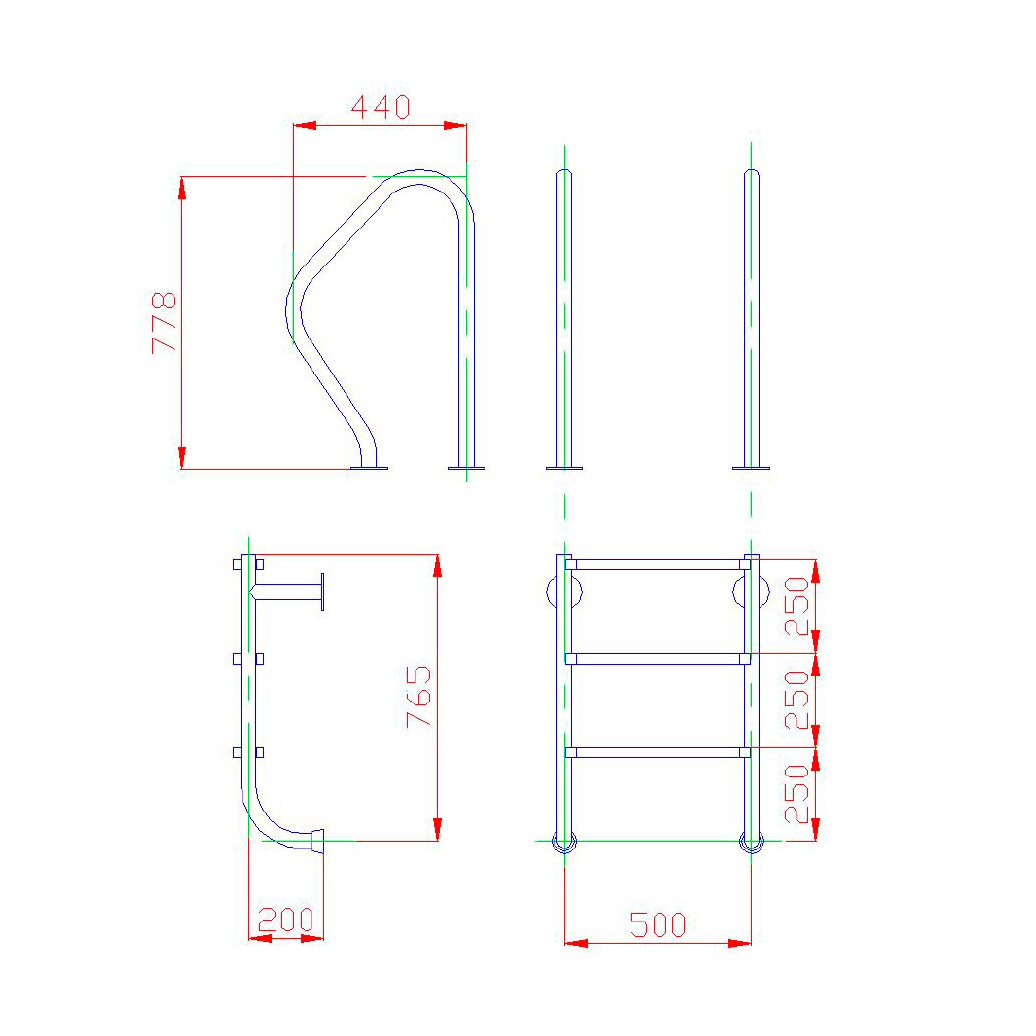 Лестница для бассейна Flexinox 3 ступени ESC PT AISI-304