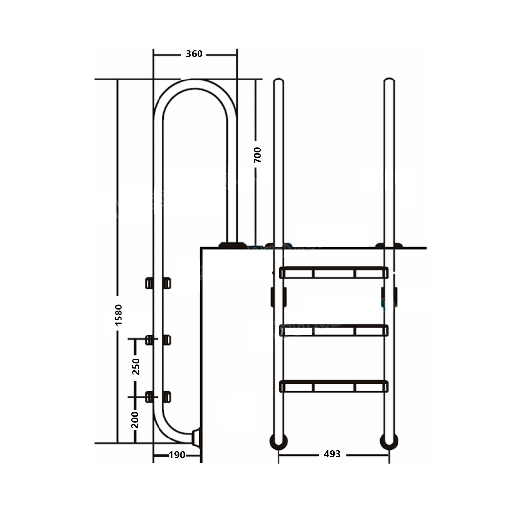 Лестница для бассейна Emaux 3 ступени NMU315-S AISI-304