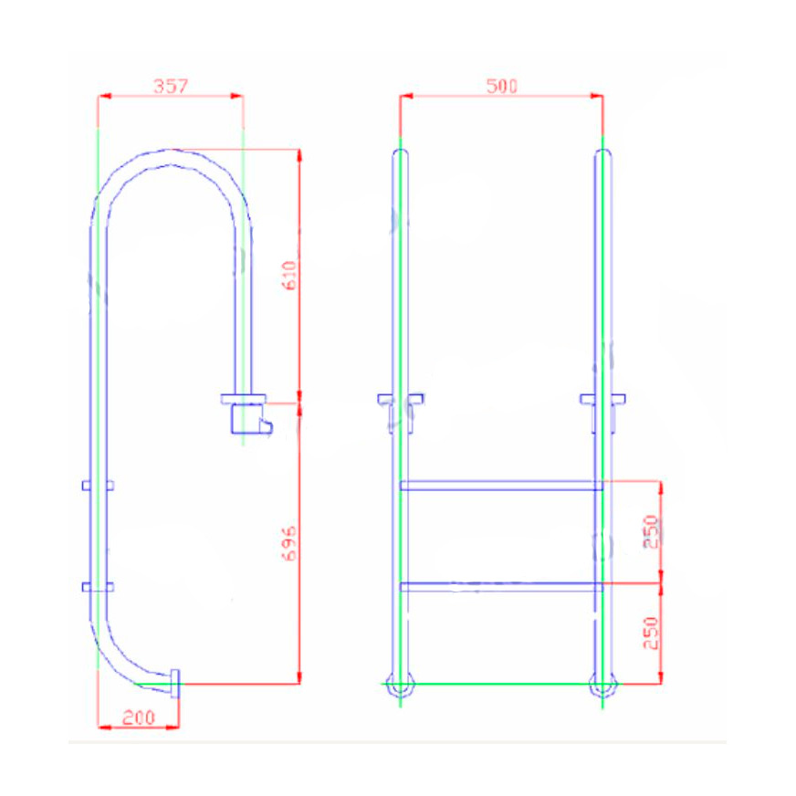Лестница для бассейна Kripsol 2 ступени WALL MI 2.C