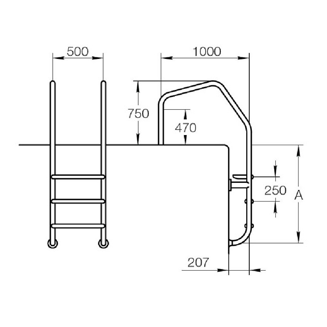 Лестница для бассейна Flexinox 2 ступени WALL AISI-316