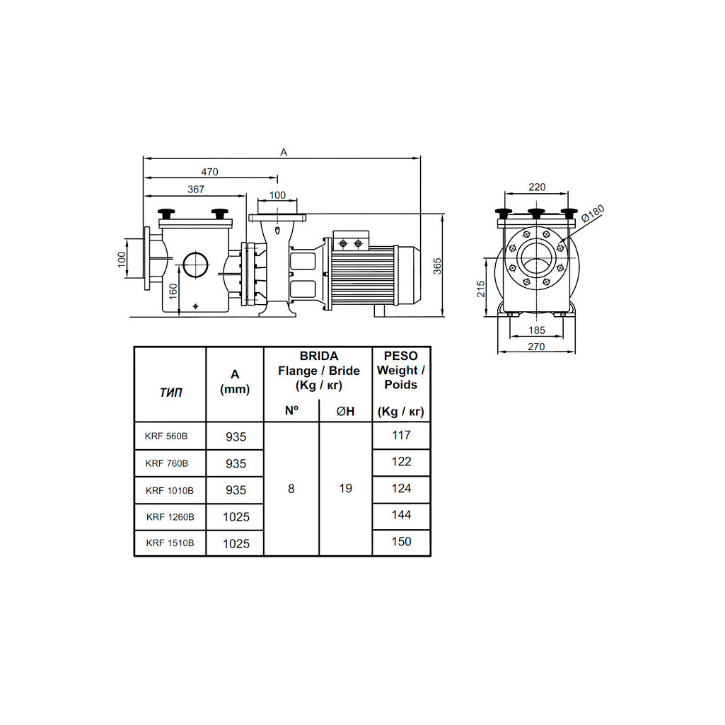 Насос с префильтром Kripsol Kripton KRF-1510B 380B