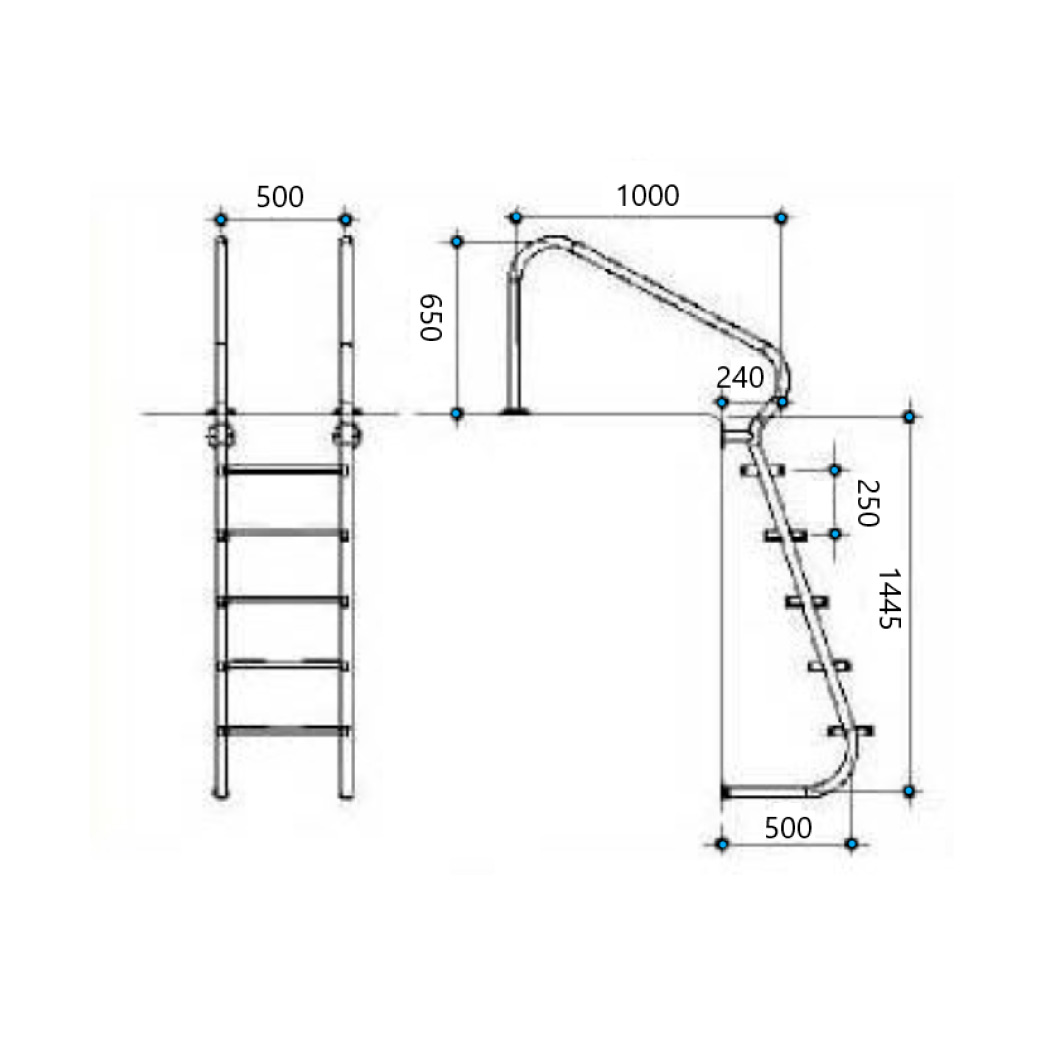 Лестница для бассейна Gemas 5 ступеней EASY ACCESS AISI-304