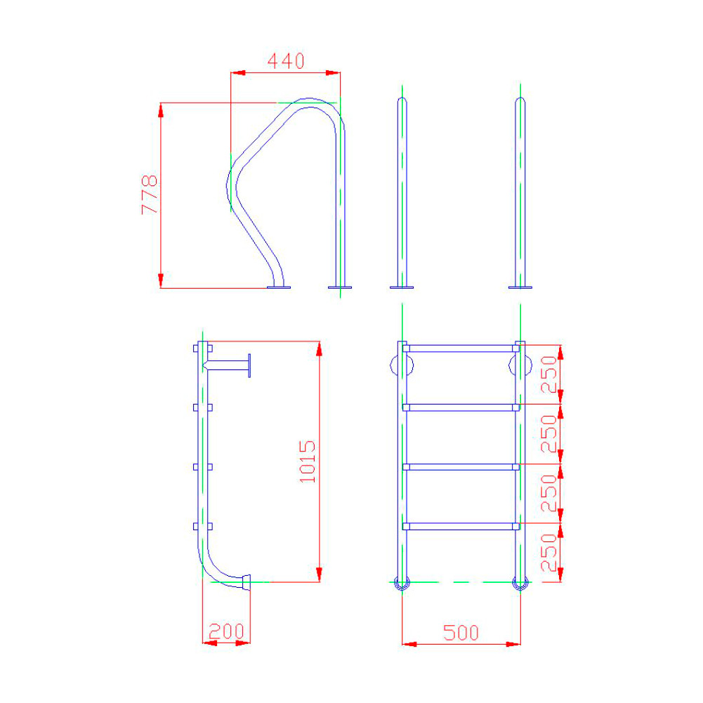 Лестница для бассейна Flexinox 4 ступени ESC PT AISI-304