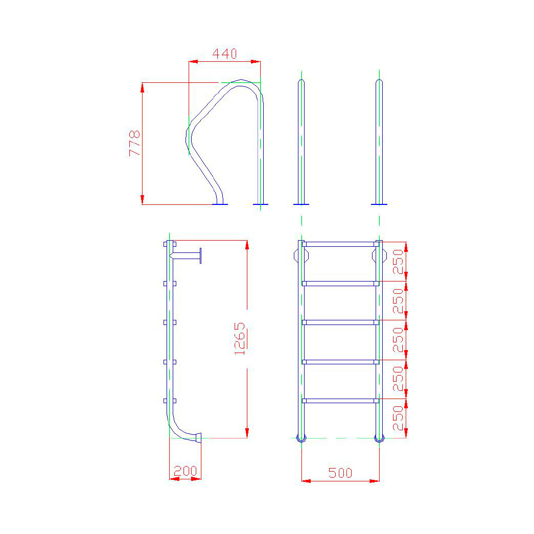 Лестница для бассейна Flexinox 5 ступеней ESC PT AISI-304