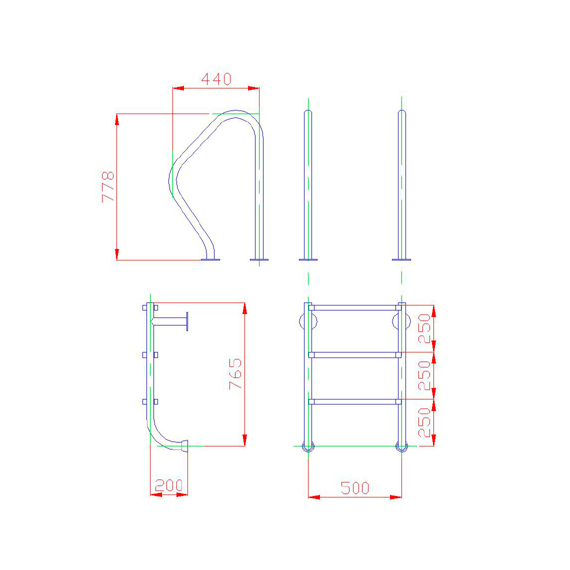 Лестница для бассейна Flexinox 3 ступени ESC PT AISI-316