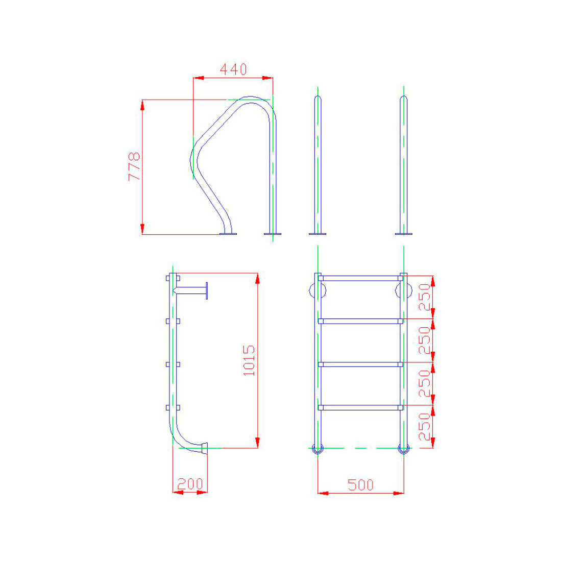 Лестница для бассейна Flexinox 4 ступени ESC PT AISI-316