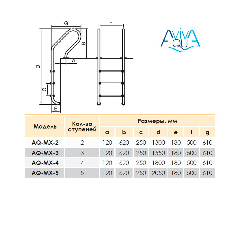 Лестница для бассейна Aquaviva 4 ступени Mixta MX-415