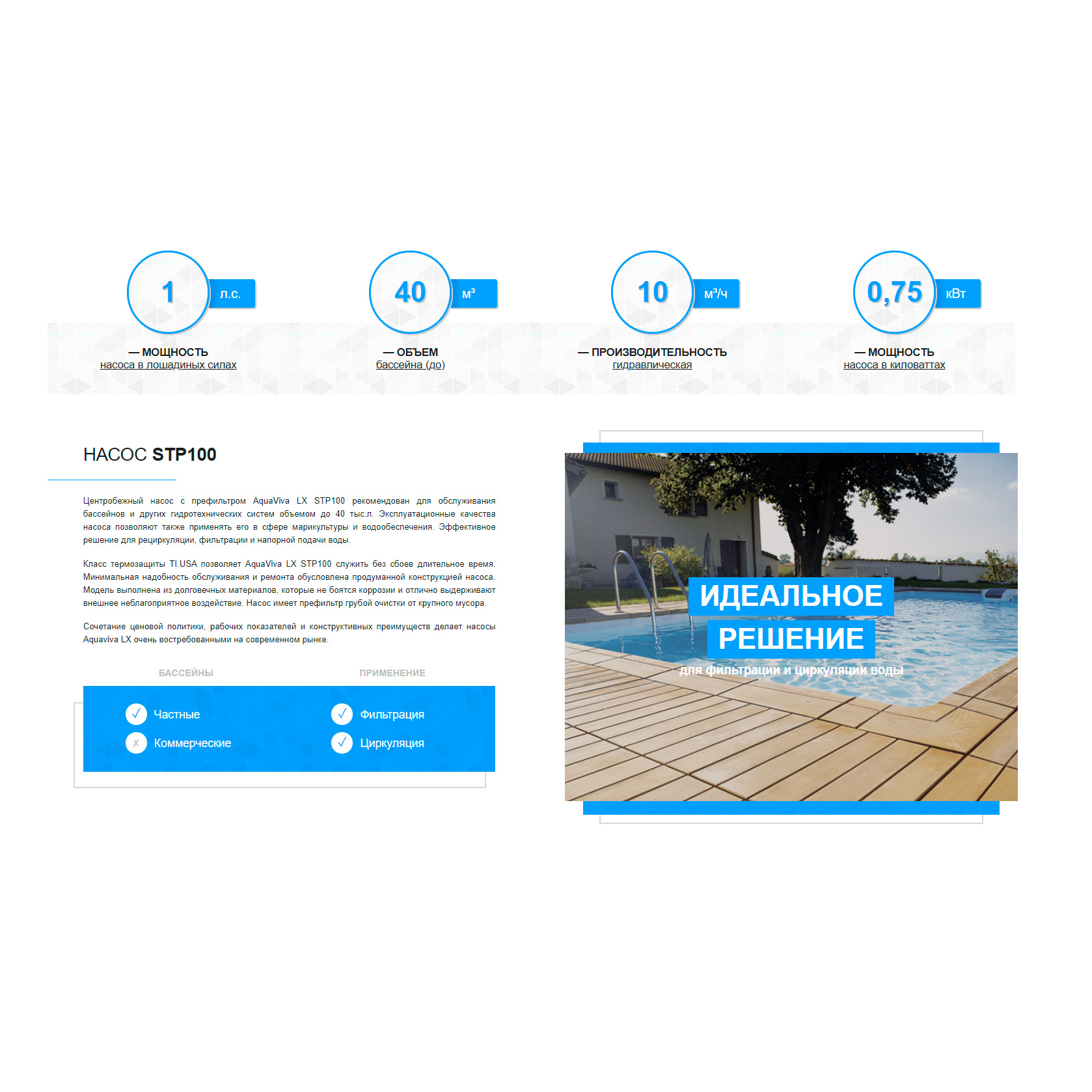 Насос с префильтром Aquaviva LX STP100M 220В