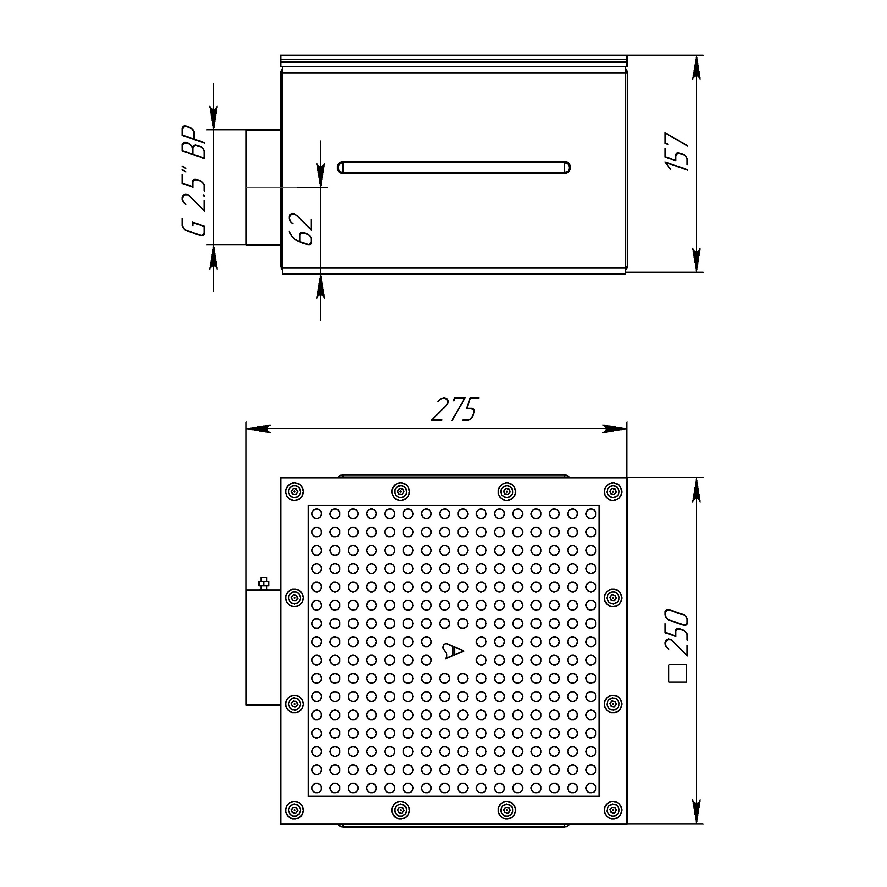 Слив АкваСектор 2 1/2 250х250 AISI304