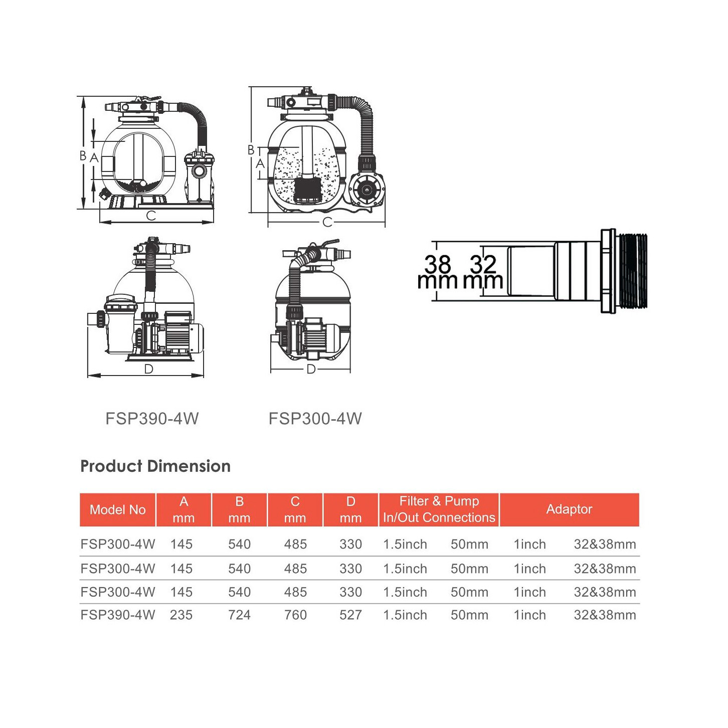 Фильтровальная установка Aquaviva FSP300-ST33(верх. вент)