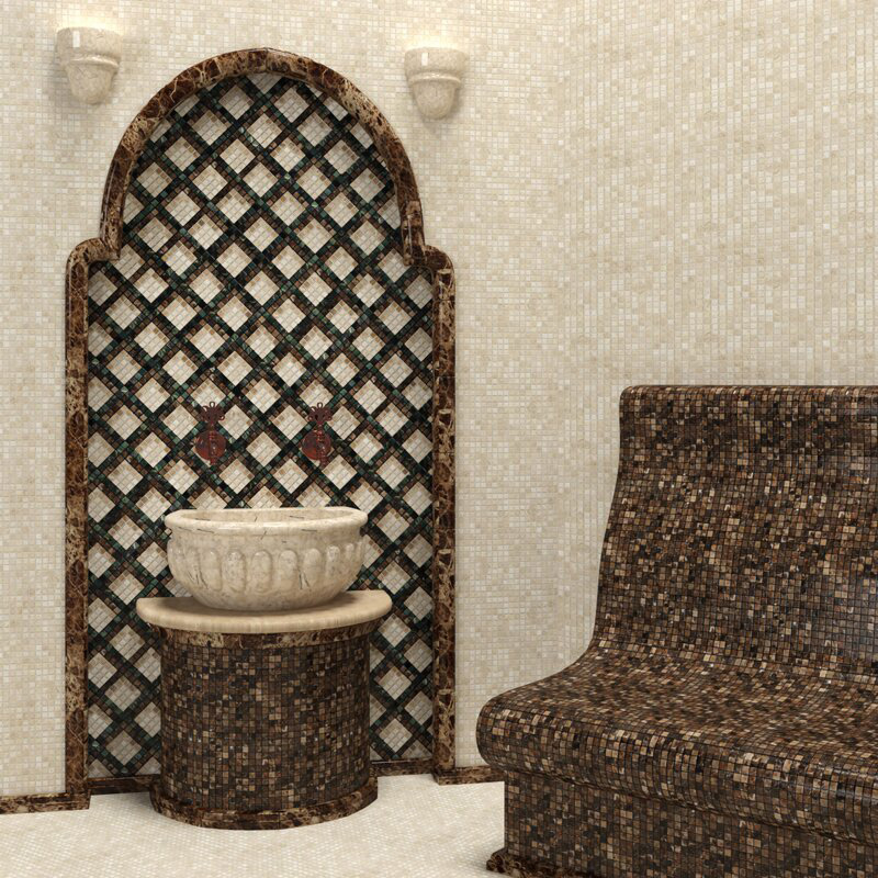 Мозаика каменная однотонная Marble Rojo Alicante 15х15 Art&Natura