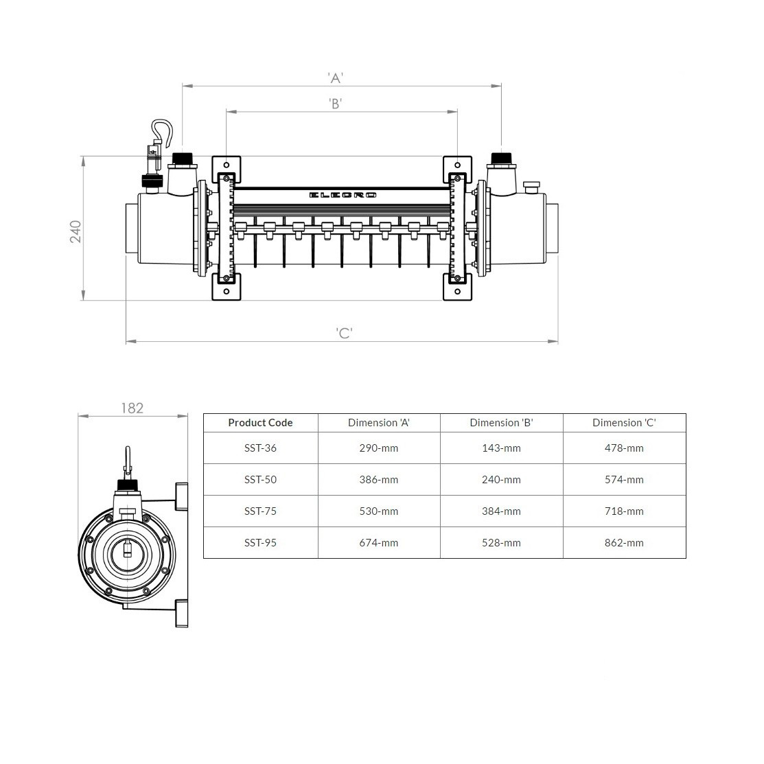 Теплообменник трубчатый Elecro SST-75 75 кВт