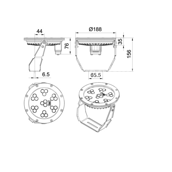 Светильник OASE ProfiLux LED XL RGBW Spot 1500 /DMX/02