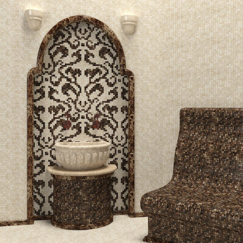 Мозаика каменная однотонная Marble Botticino Fiorito 15х15 Art&Natura