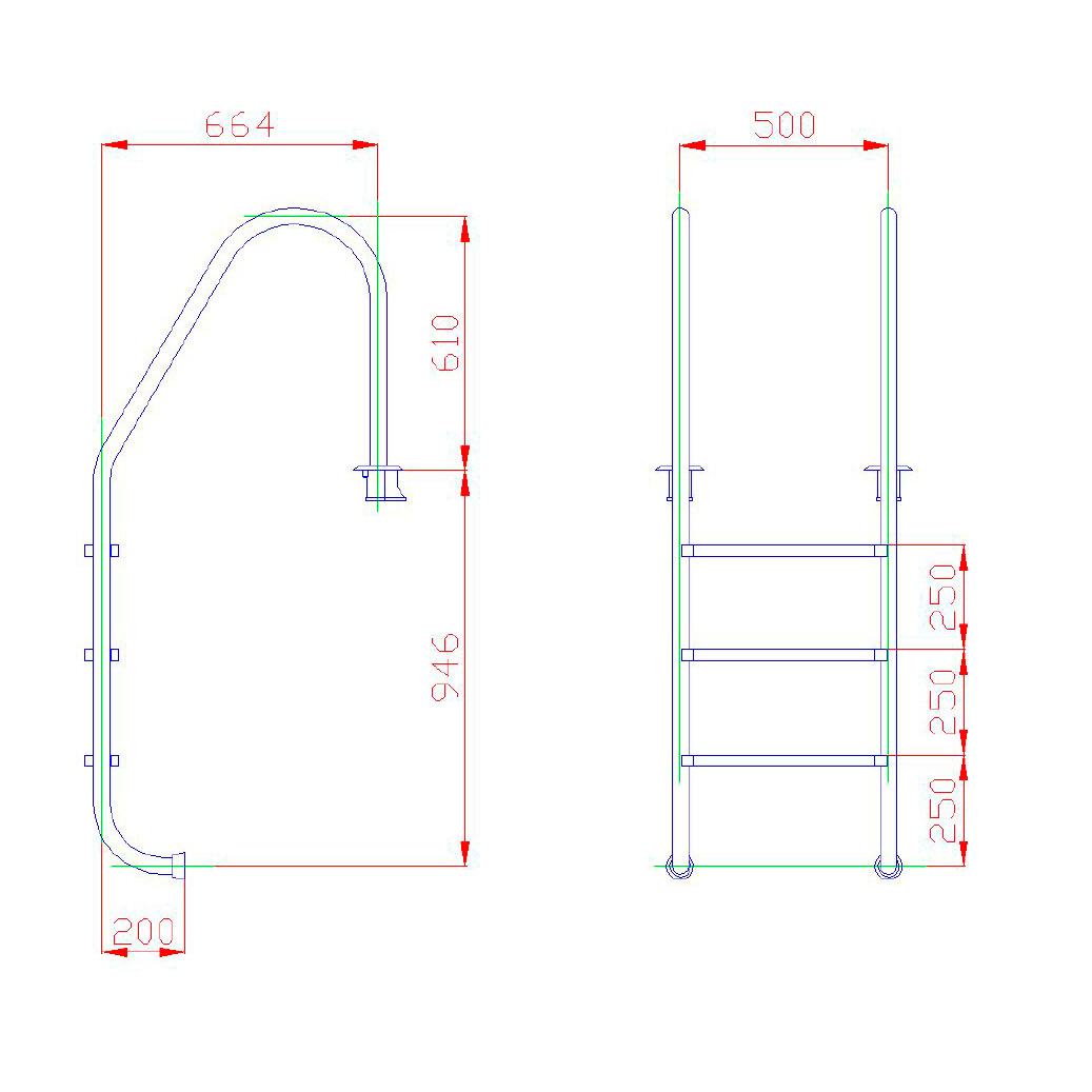 Лестница для бассейна Flexinox 3 ступени STANDART AISI-316
