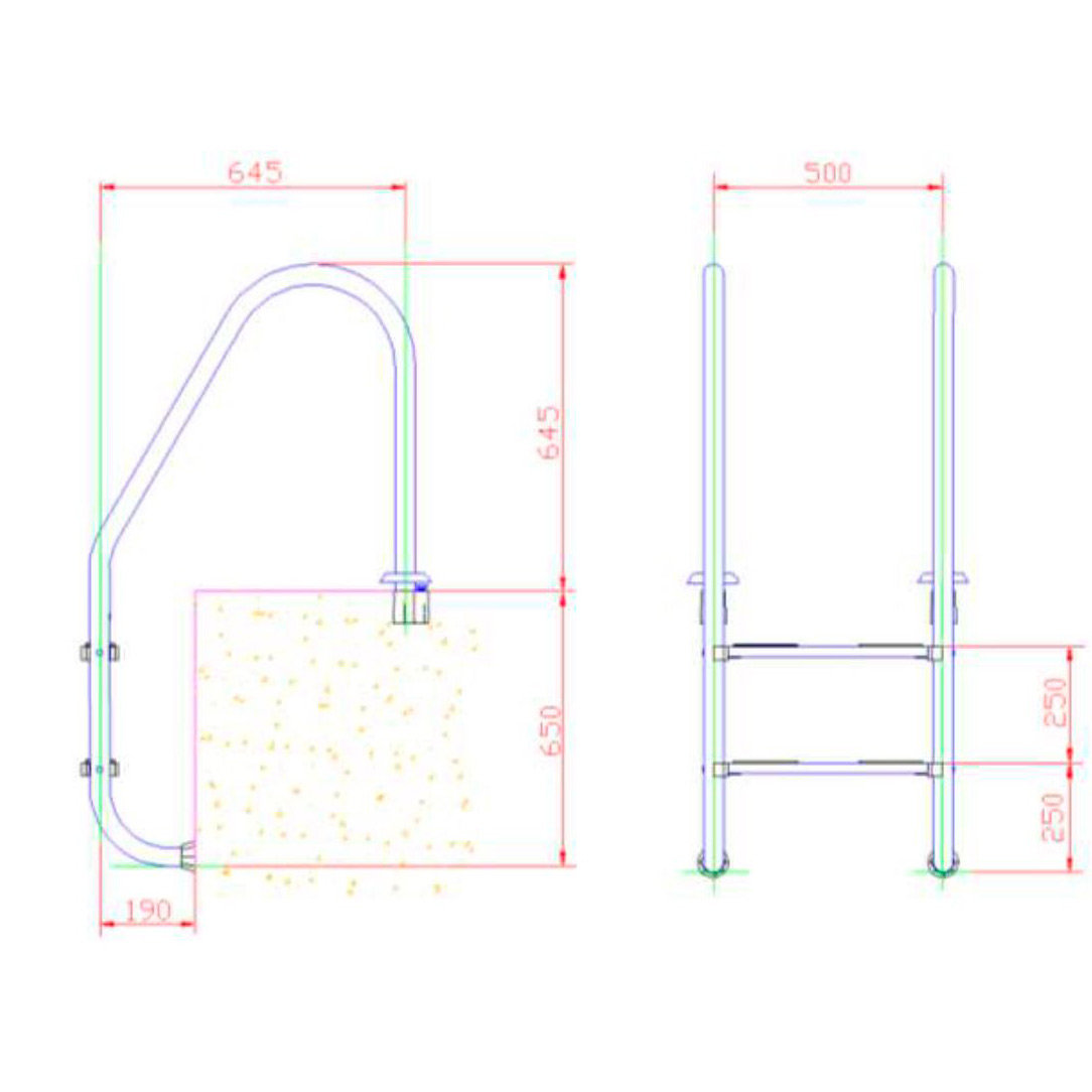 Лестница для бассейна Kripsol 2 ступени STANDART PI 2.C