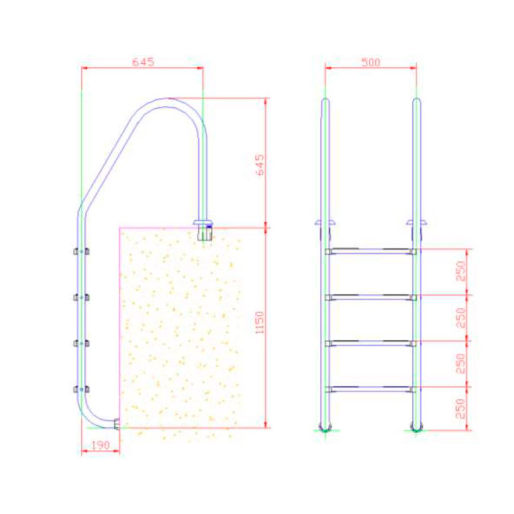 Лестница для бассейна Kripsol 4 ступени STANDART PI 4. C