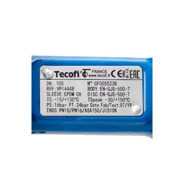Затвор дисковый поворотный чугун VPI4448-02NI Ду 100 Ру16 Tecofi