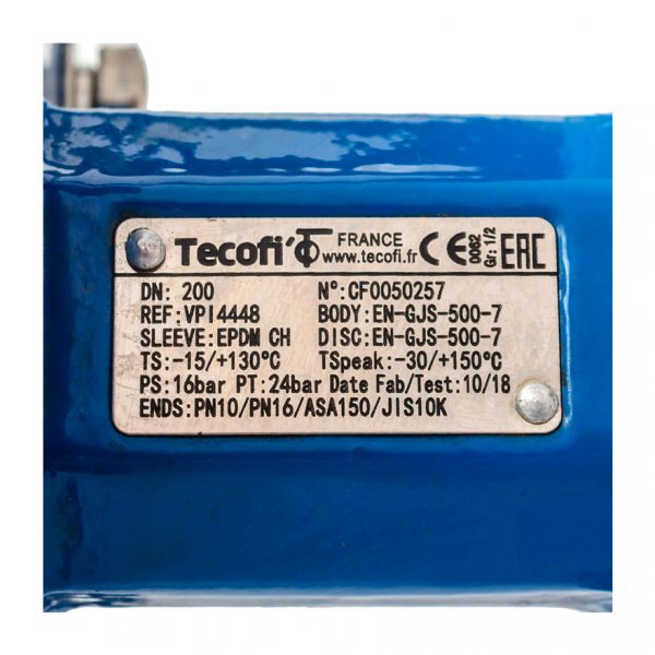 Затвор дисковый поворотный чугун VPI4448-08EP Ду 200 Ру16 с редуктором Tecofi