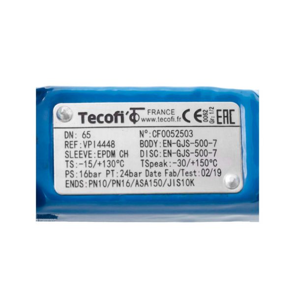 Затвор дисковый поворотный чугун VPI4448-02NI Ду 65 Ру16 Tecofi