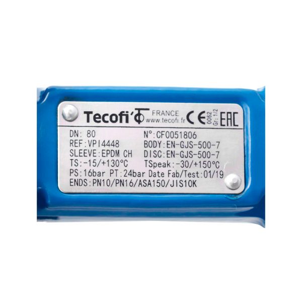 Затвор дисковый поворотный чугун VPI4448-02EP Ду 80 Ру16 Tecofi