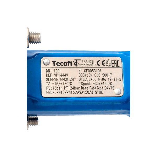 Затвор дисковый поворотный чугун VPI4449-02EP Ду 100 Ру16 диск Tecofi