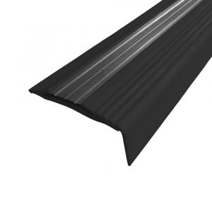 Противоскользящий резиновый профиль с алюминиевой вставкой «NoSlip» угол 27 м черный