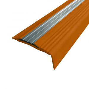 Противоскользящий резиновый профиль с алюминиевой вставкой «NoSlip» угол 27 м коричневый