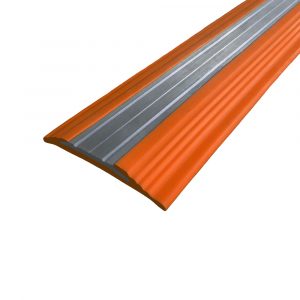 Противоскользящий резиновый профиль с алюминиевой вставкой «NoSlip» полоса 27 м коричневый