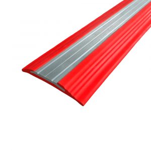 Противоскользящий резиновый профиль с алюминиевой вставкой «NoSlip» полоса 27 м красный