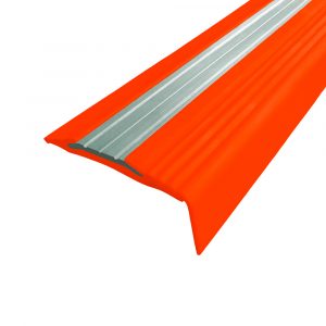 Противоскользящий резиновый профиль с алюминиевой вставкой «NoSlip» угол 27 м красный