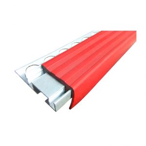 Профиль противоскользящий закладной алюминиевый «SafeStep» красный 24 м