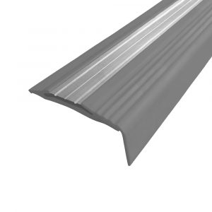 Противоскользящий резиновый профиль с алюминиевой вставкой «NoSlip» угол 27 м серый