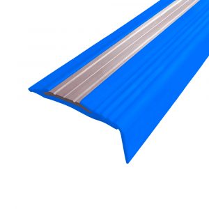 Противоскользящий резиновый профиль с алюминиевой вставкой «NoSlip» угол 27 м синий